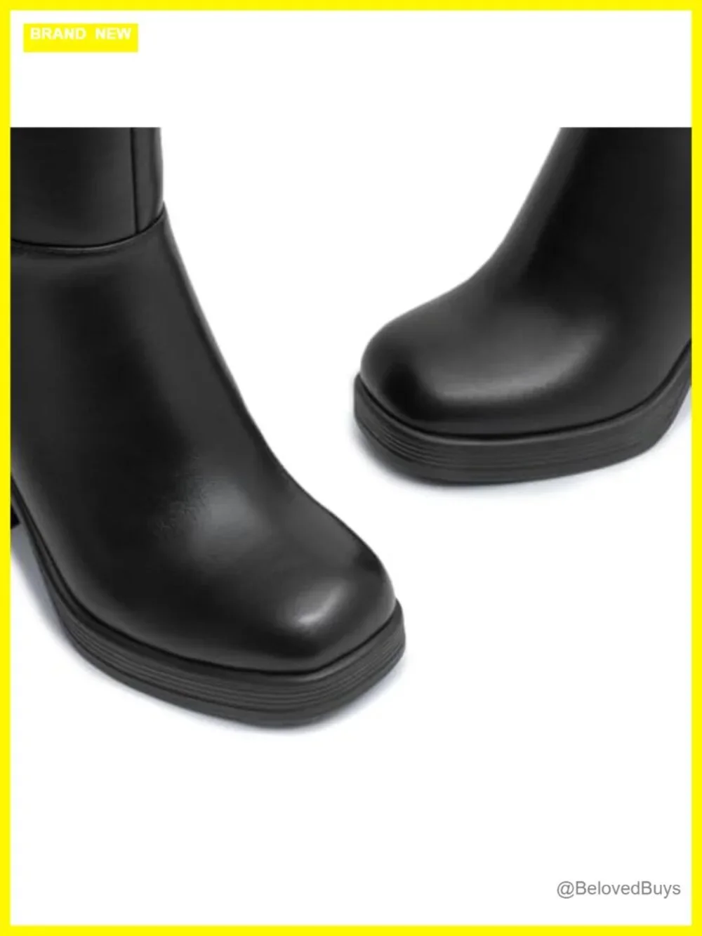 Platform Ankle Boots Chunky Block Heel Square Toe Booties